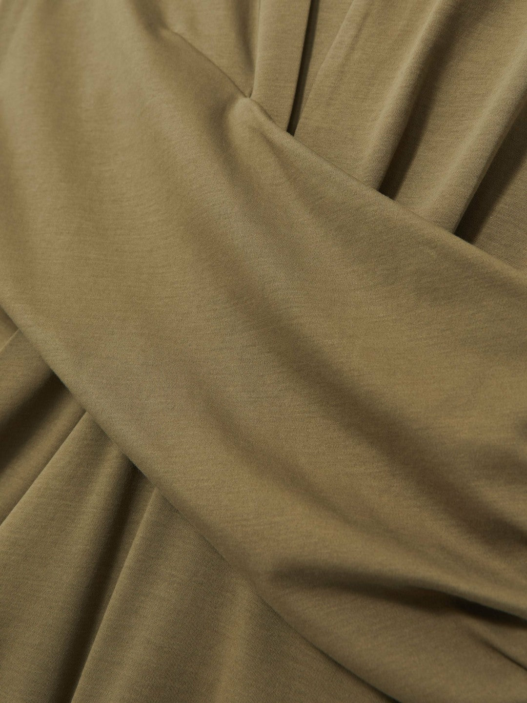 Stretch-Cotton Wrap-Front Collar Top Khaki Green | Women