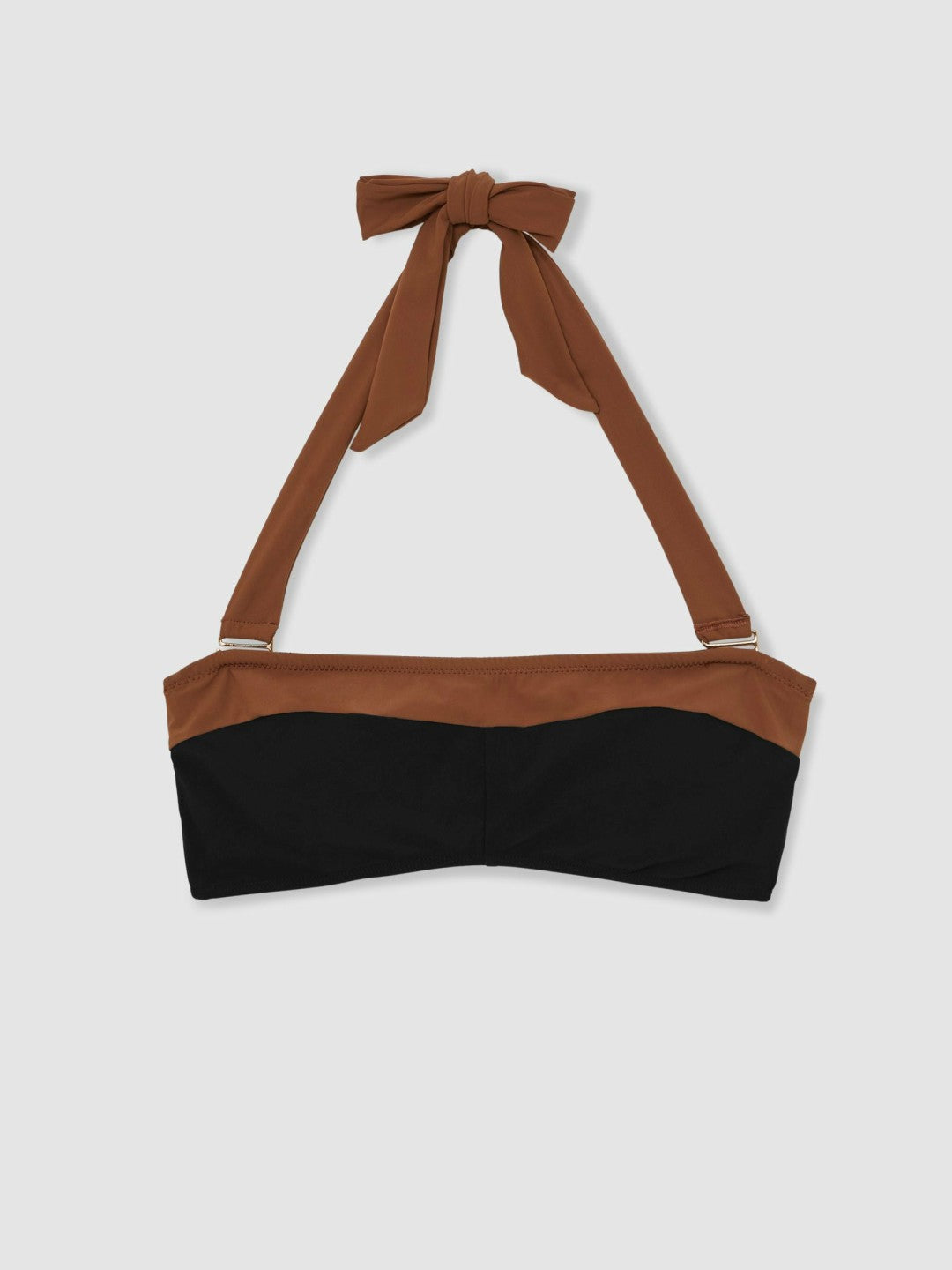 Contrast-Trim Bandeau Bikini Top Black/Tan | Women
