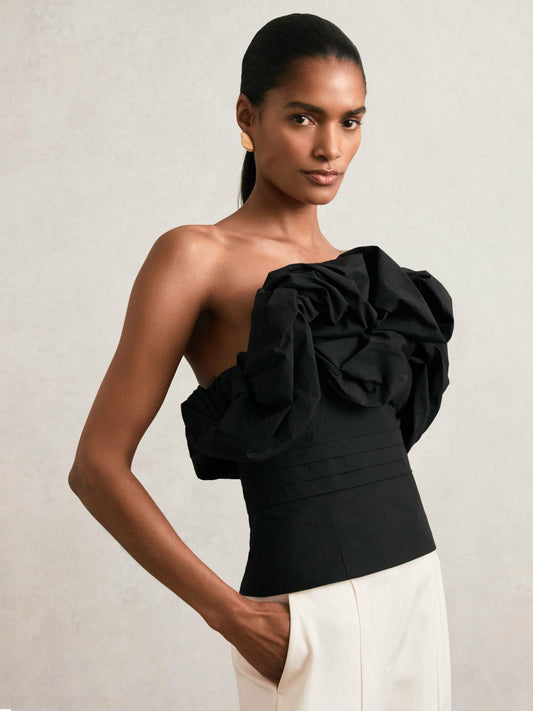 Sculptural Strapless Top Black | Women