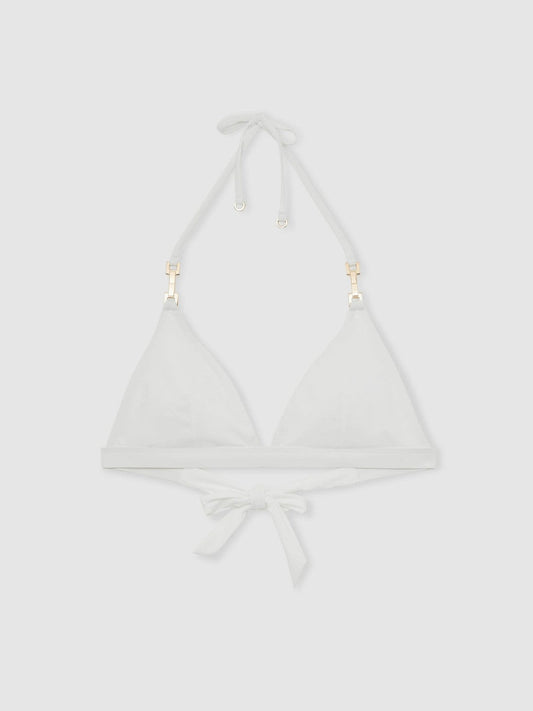 Triangle Halter Neck Bikini Top White | Women