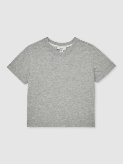 13-14 yrs Cotton-Blend Crew-Neck T-Shirt Grey Marl | Children & Baby