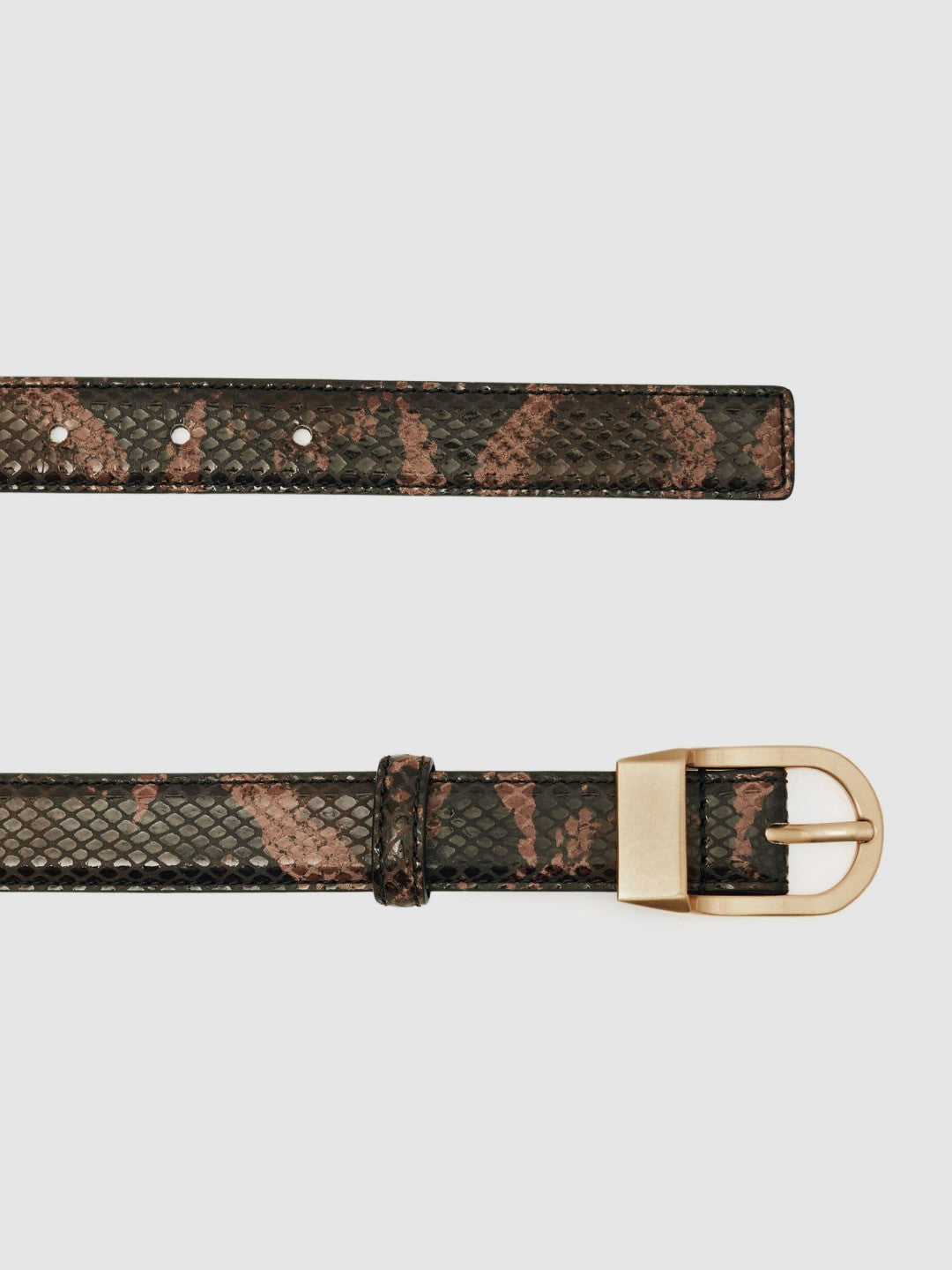Leather Snake-Effect Belt Chocolate | Women