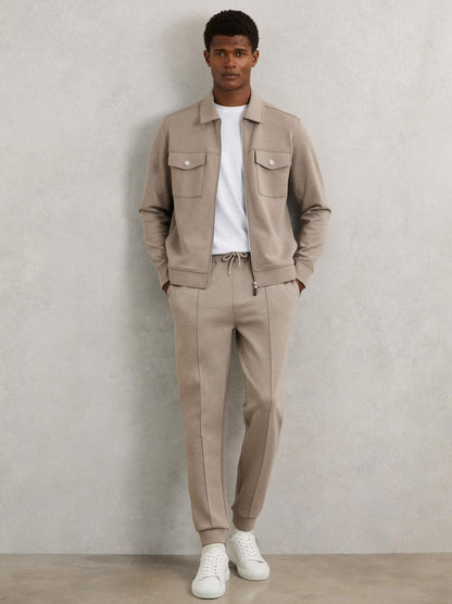 Interlock Jersey Zip-Through Jacket Taupe Brown | Men