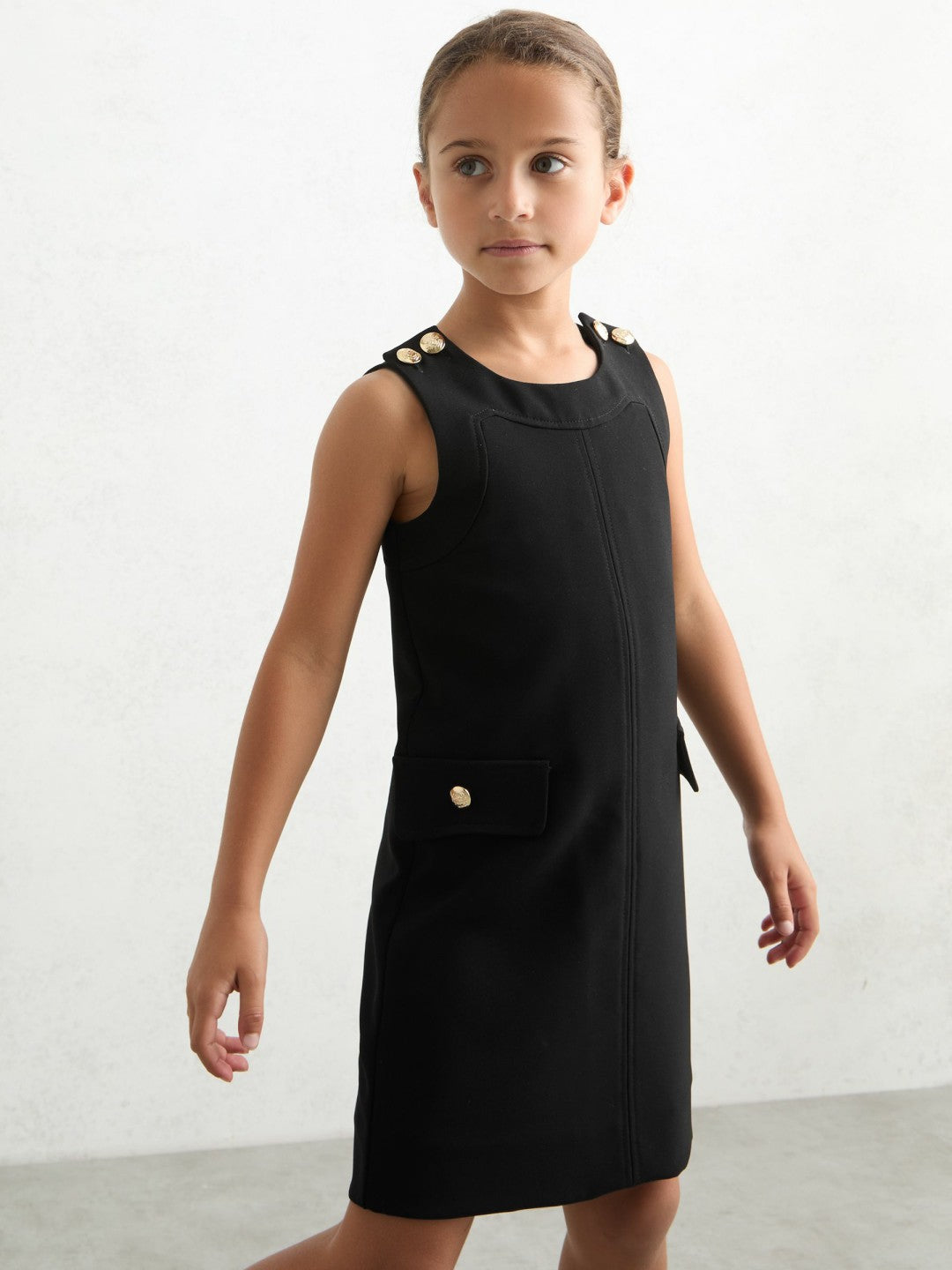 3-9 yrs Button-Detail Sleeveless Shift Dress Black | Children & Baby