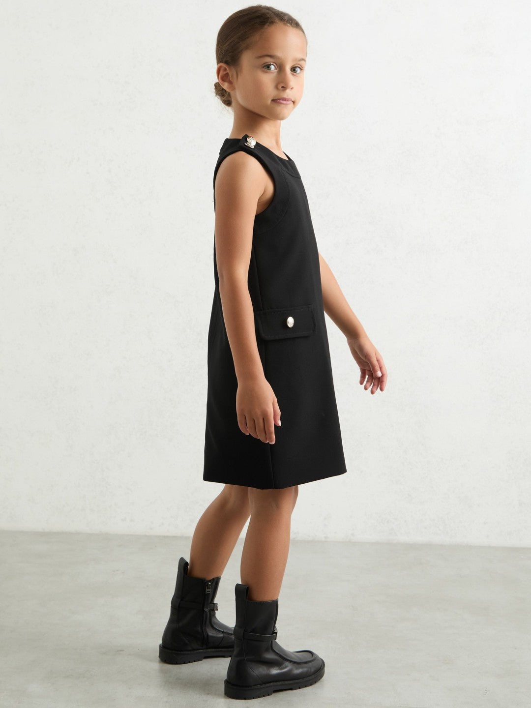 3-9 yrs Button-Detail Sleeveless Shift Dress Black | Children & Baby