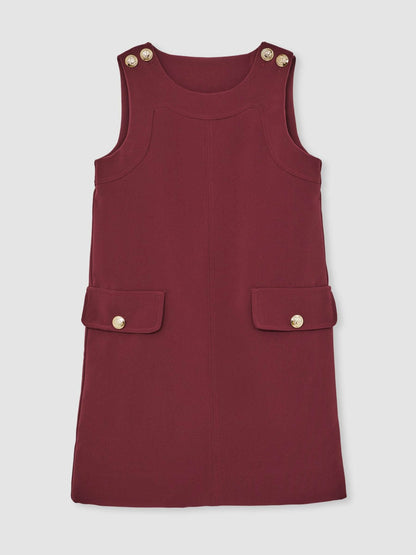 13-14 yrs Button-Detail Sleeveless Shift Dress Berry | Children & Baby