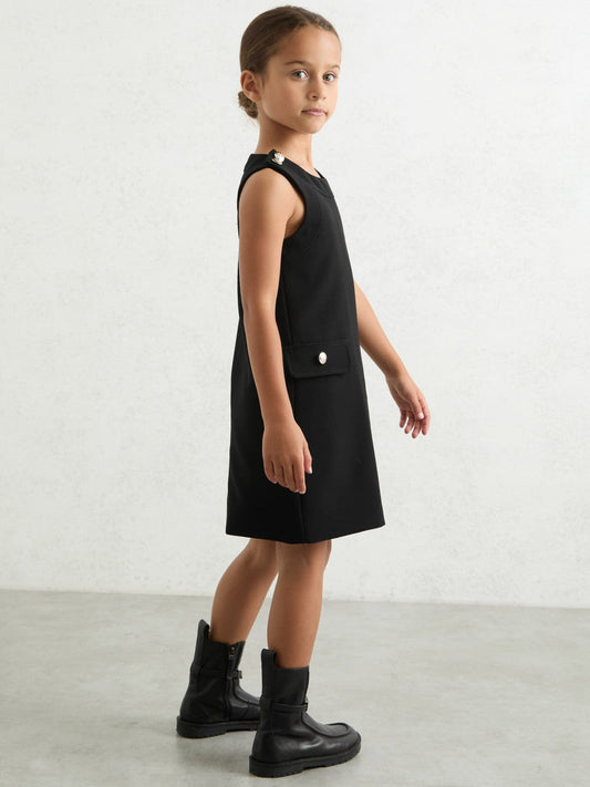 9-13 yrs Button-Detail Sleeveless Shift Dress Black | Children & Baby