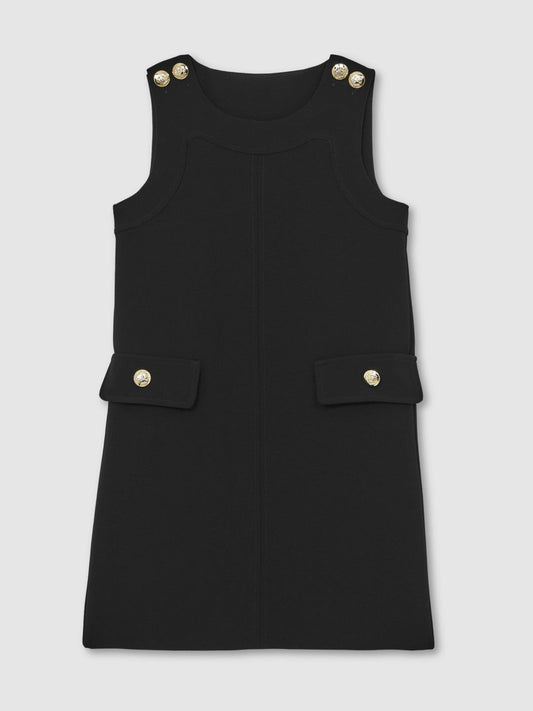 9-13 yrs Button-Detail Sleeveless Shift Dress Black | Children & Baby