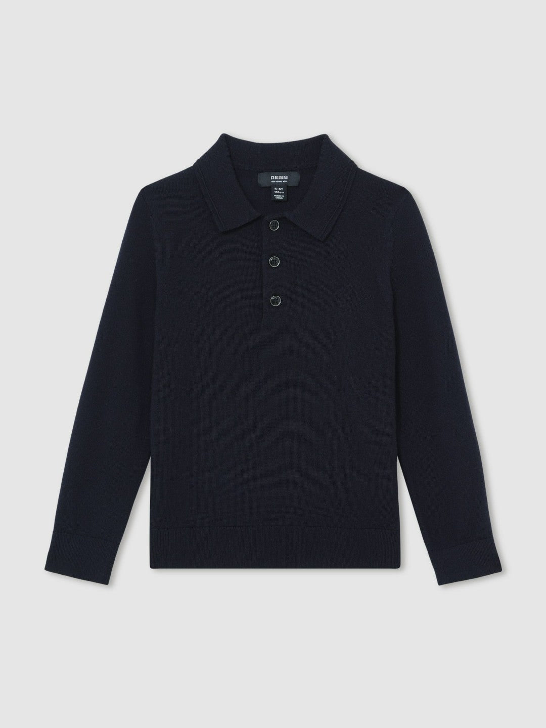 9-13 yrs Merino Wool Long-Sleeve Polo Shirt Navy | Children & Baby