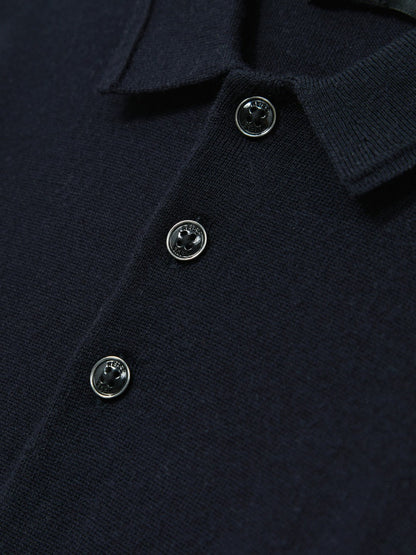 9-13 yrs Merino Wool Long-Sleeve Polo Shirt Navy | Children & Baby