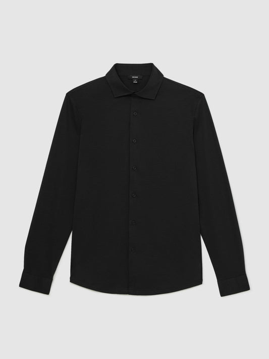 Cotton-Jersey Button-Through Shirt Black | Men