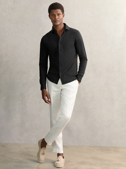 Cotton-Jersey Button-Through Shirt Black | Men