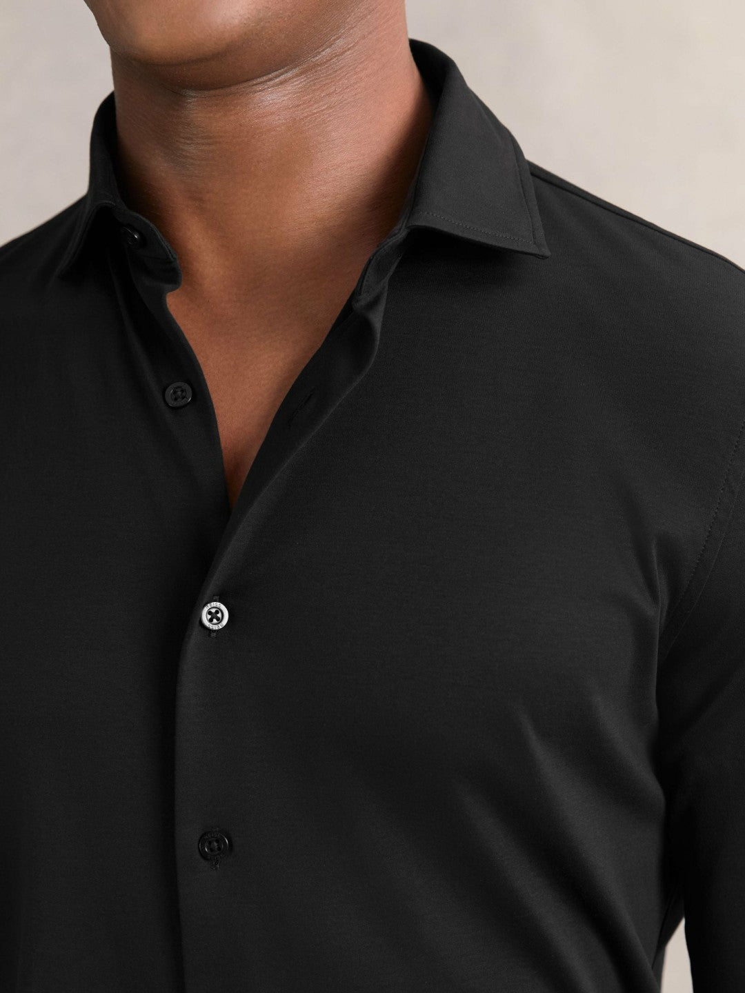 Cotton-Jersey Button-Through Shirt Black | Men