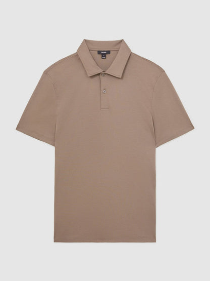 Cotton Short-Sleeve Polo Shirt Taupe Brown | Men