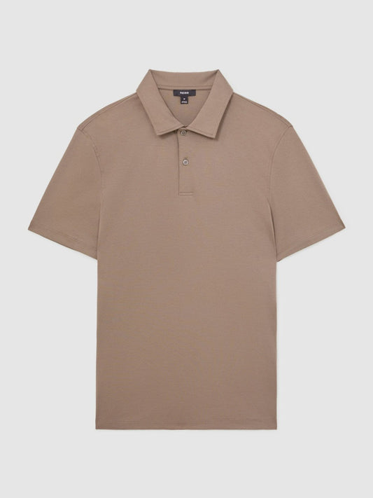 Cotton Short-Sleeve Polo Shirt Taupe Brown | Men
