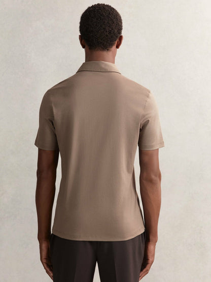 Cotton Short-Sleeve Polo Shirt Taupe Brown | Men
