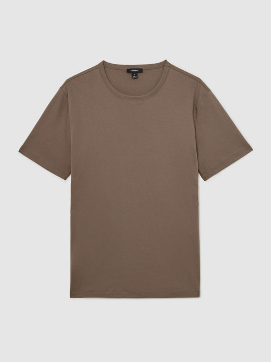 Airwater-Cotton Crew-Neck T-Shirt Taupe Brown | Men