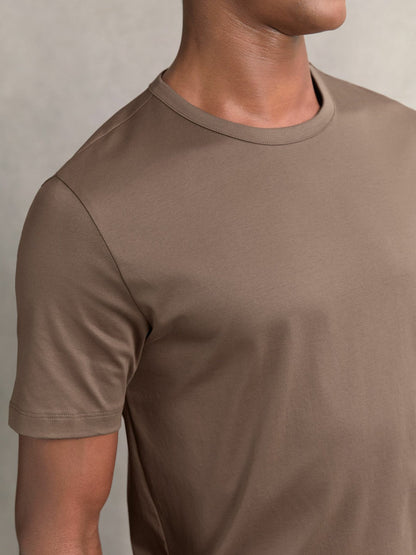 Airwater-Cotton Crew-Neck T-Shirt Taupe Brown | Men
