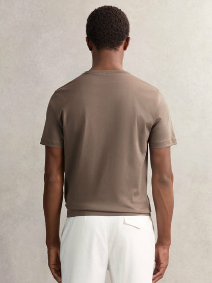 Airwater-Cotton Crew-Neck T-Shirt Taupe Brown | Men
