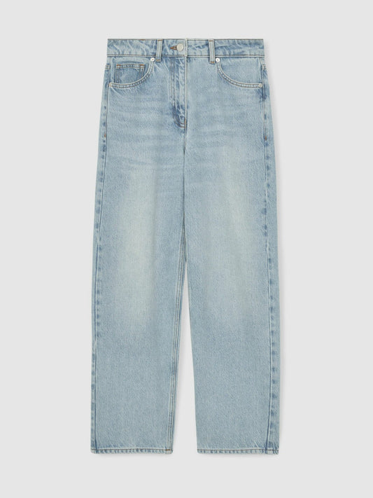 Petite Mid-Rise Straight-Leg Jeans Pale Blue | Women
