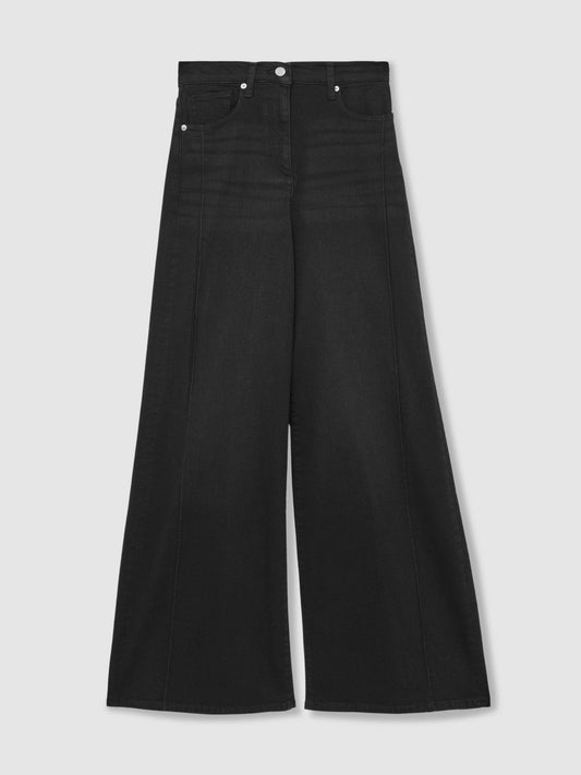 Petite Stretch-Cotton Wide-Leg Jeans Black | Women