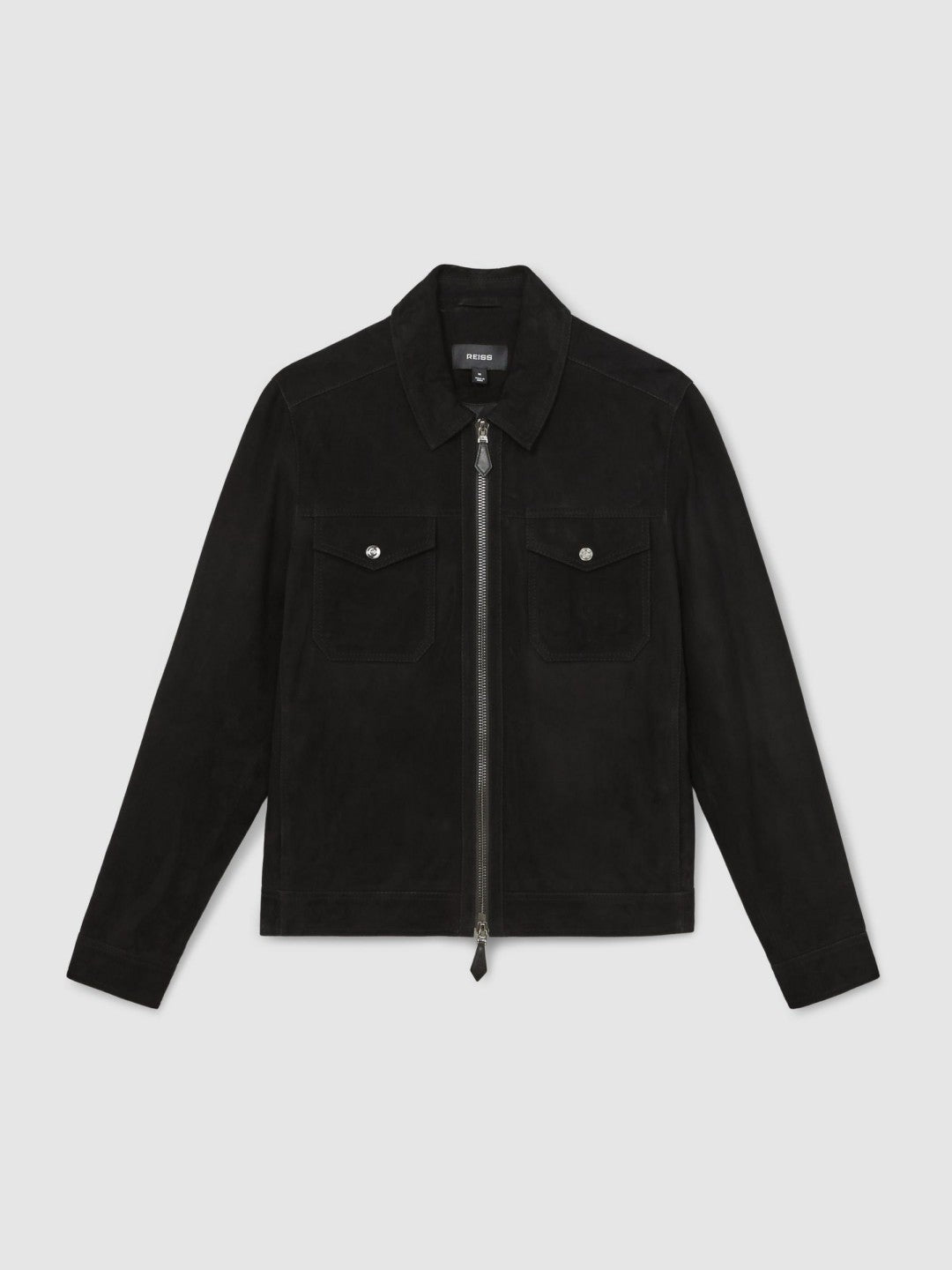 Suede Zip Through Jacket Black | Men