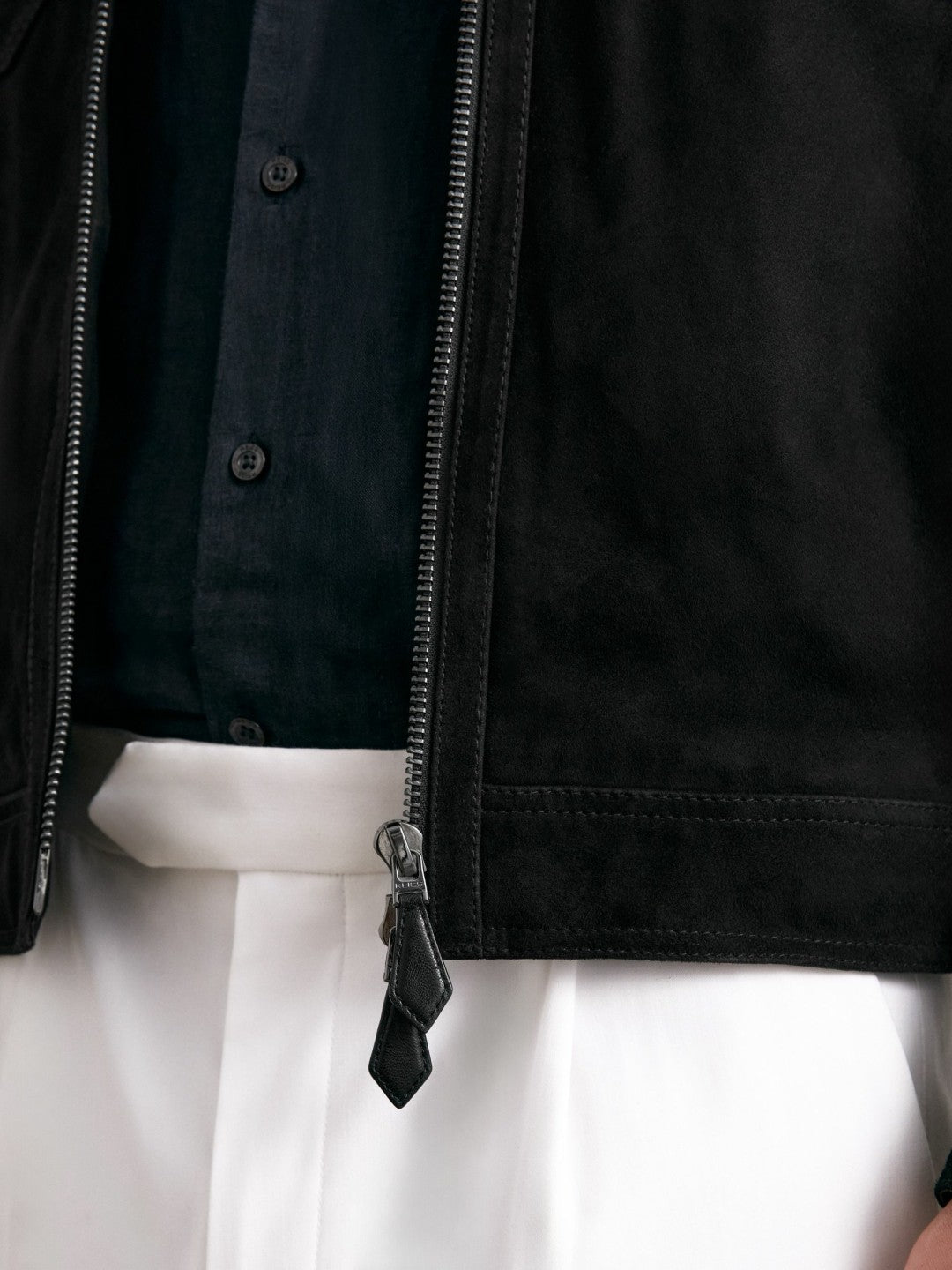 Suede Zip Through Jacket Black | Men