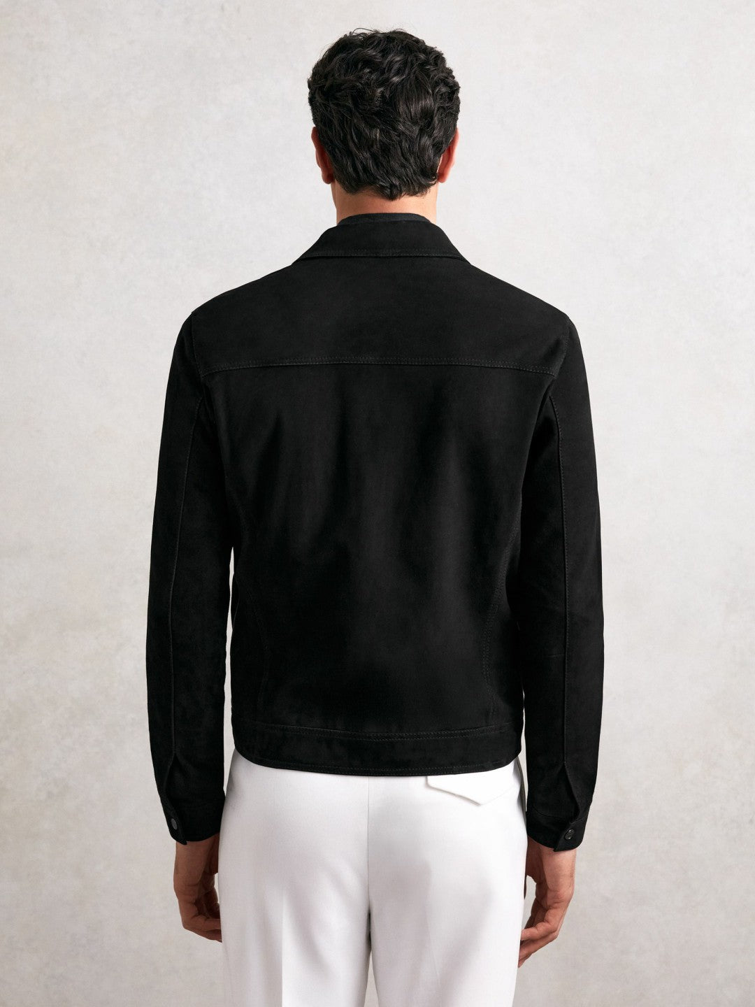 Suede Zip Through Jacket Black | Men