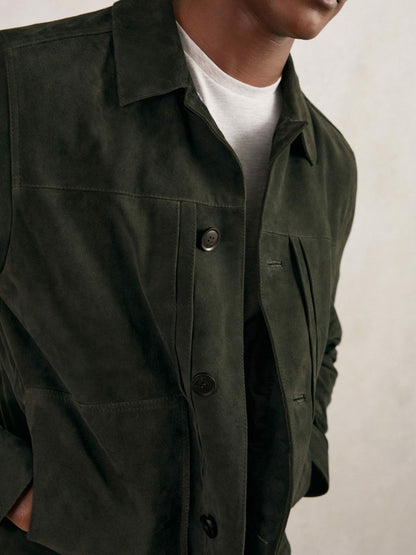 Suede Worker Jacket Dark Green | Men