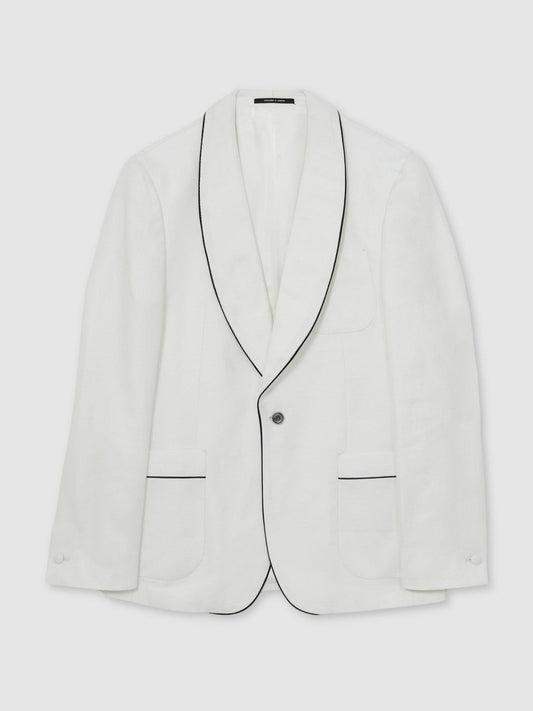 Single-Breasted Blazer with Linen Ivory White | Men