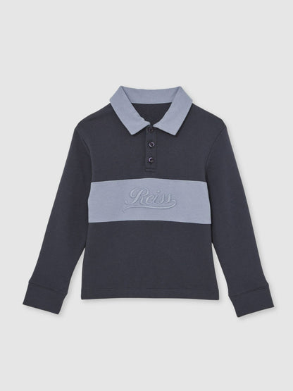 9-13 yrs Cotton Logo-Embroidery Rugby Polo Shirt Airforce Blue/Navy Blue | Children & Baby