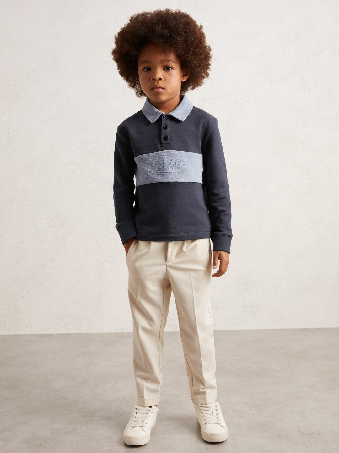 9-13 yrs Cotton Logo-Embroidery Rugby Polo Shirt Airforce Blue/Navy Blue | Children & Baby