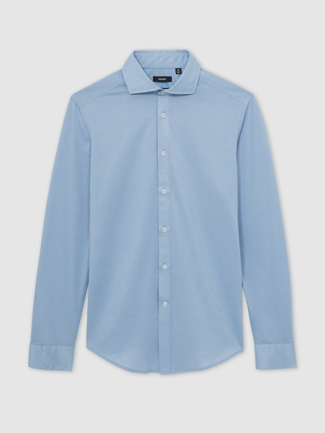 Cotton-Blend Jersey Cutaway-Collar Shirt Soft Blue | Men