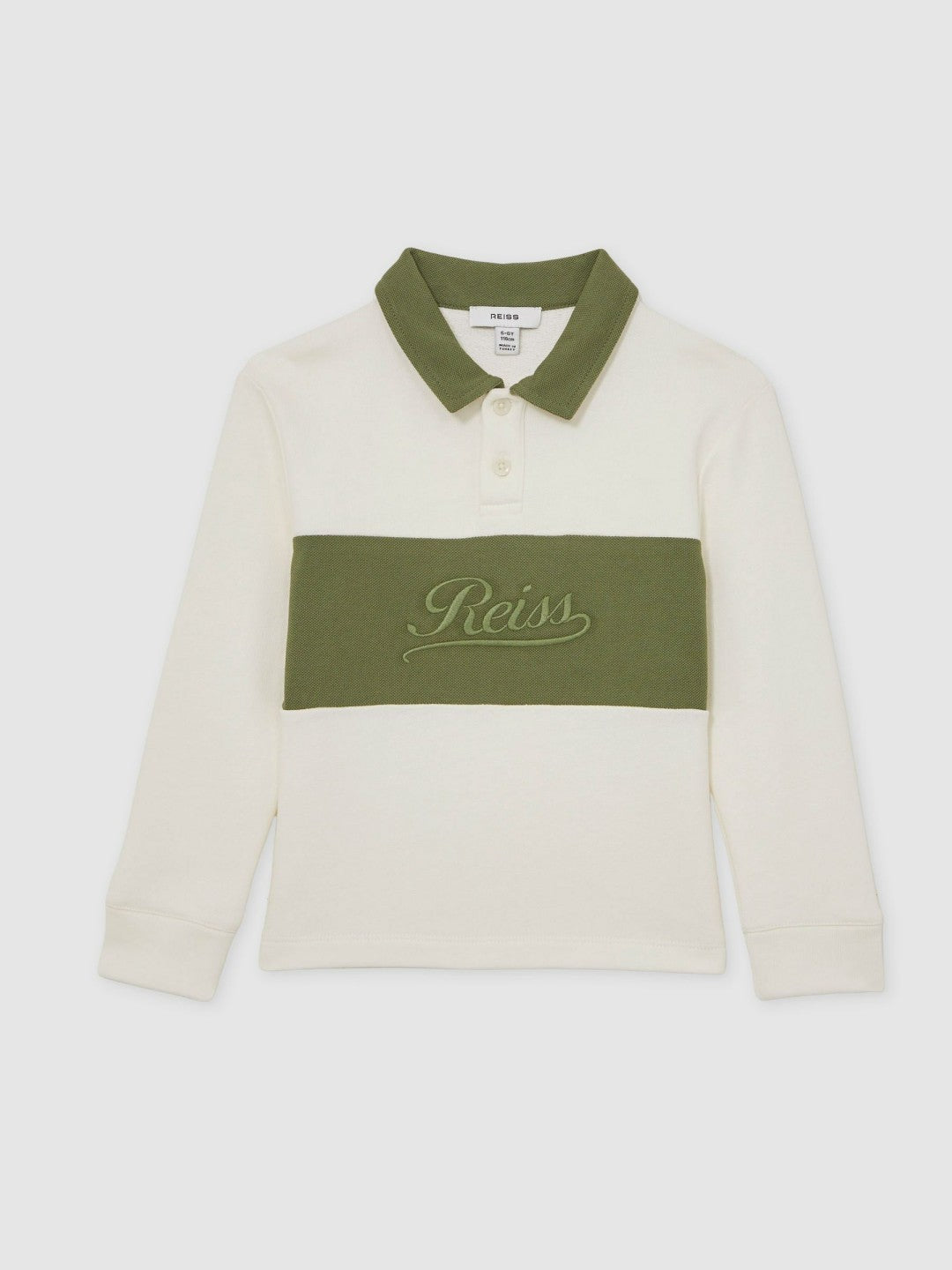 13-14 yrs Cotton Logo-Embroidery Rugby Polo Shirt Forset Green/White | Children & Baby