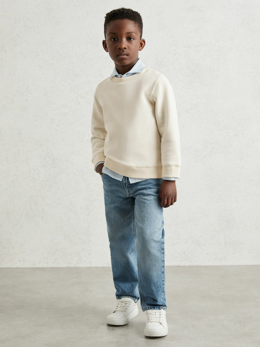 3-9 yrs Cotton-Blend Textured Sweatshirt Off White | Children & Baby