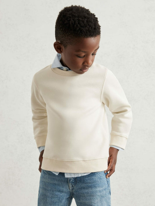 9-13 yrs Cotton-Blend Textured Sweatshirt Off White | Children & Baby