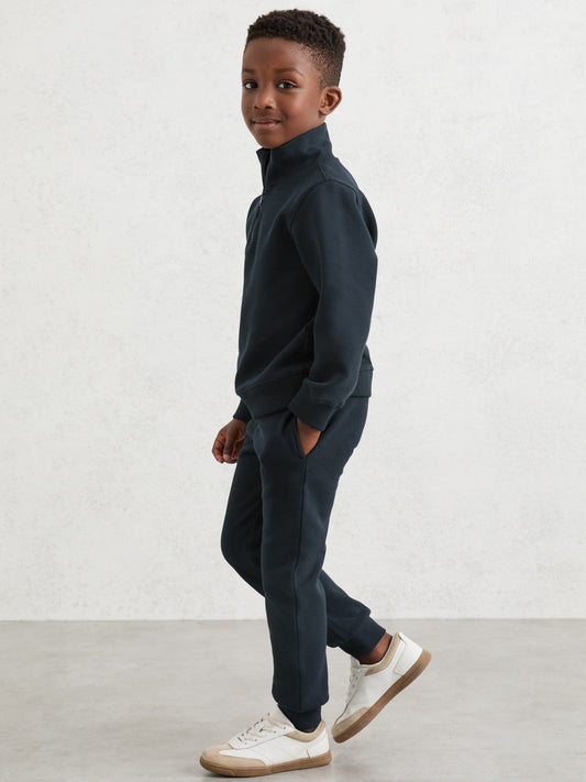 Cotton-Blend Textured Cuffed Joggers Navy | Children & Baby