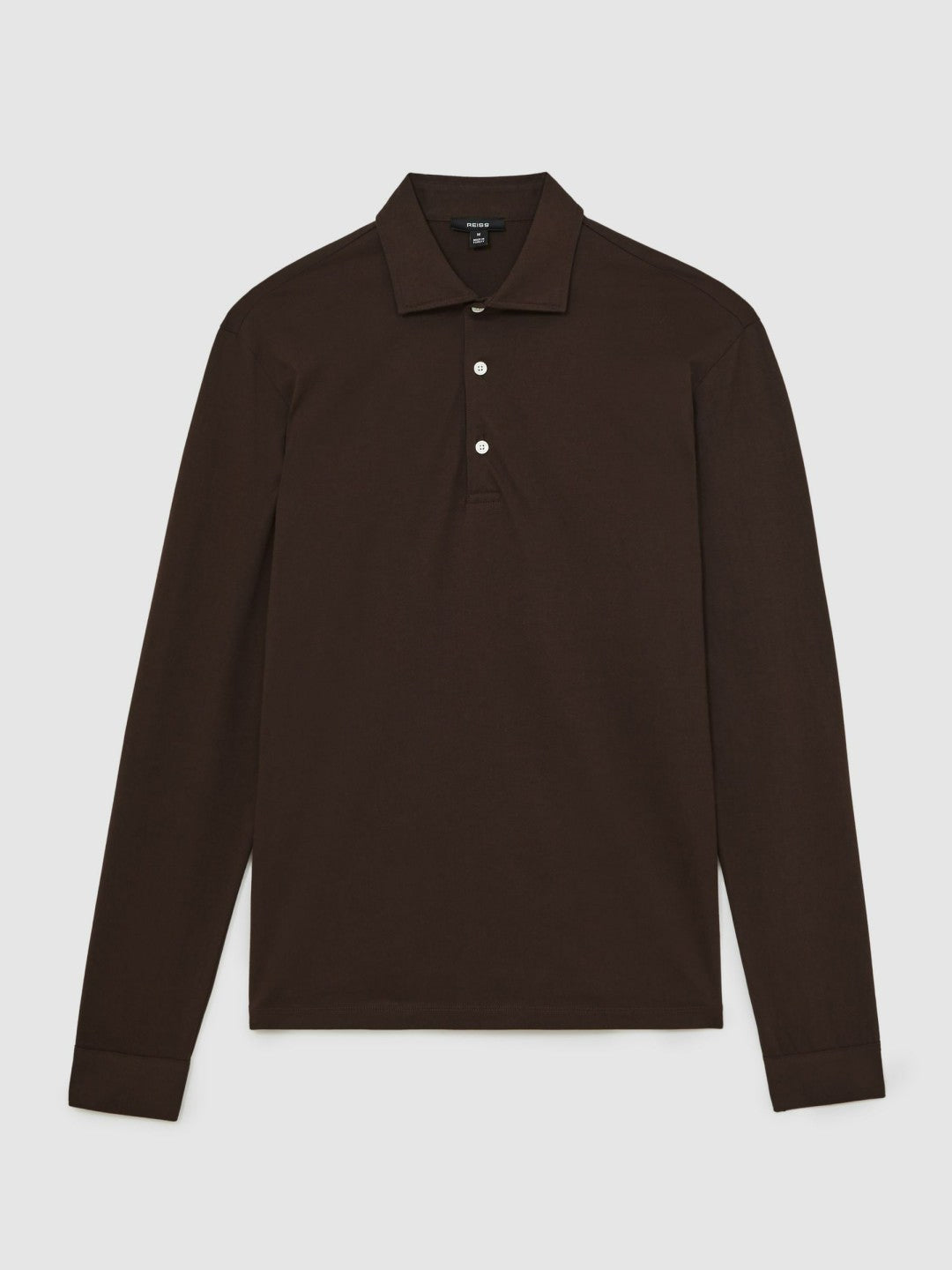 Cotton-Jersey Long Sleeve Polo Shirt Brown | Men