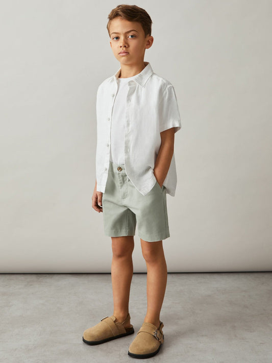 3-9 yrs Cotton Chino Shorts with Stretch Pistachio | Children & Baby