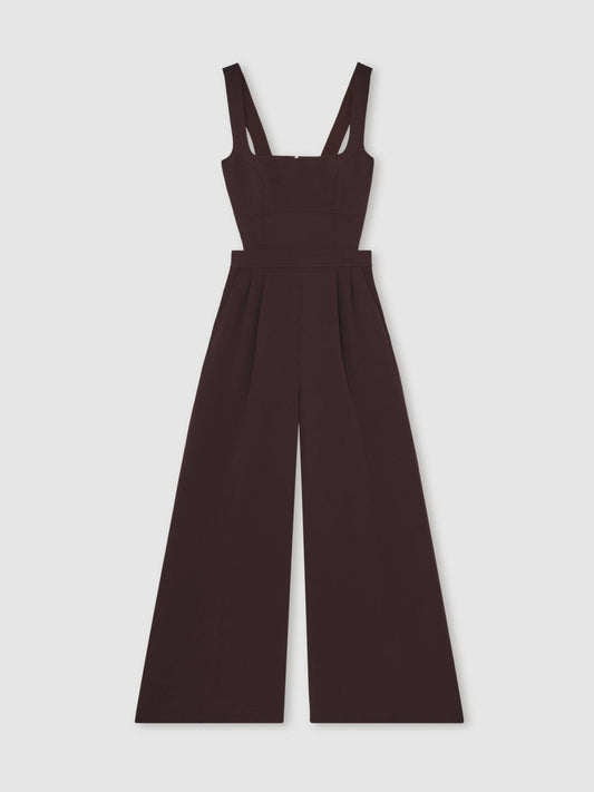 Wide-Leg Cut-Out Jumpsuit Burgundy | Women