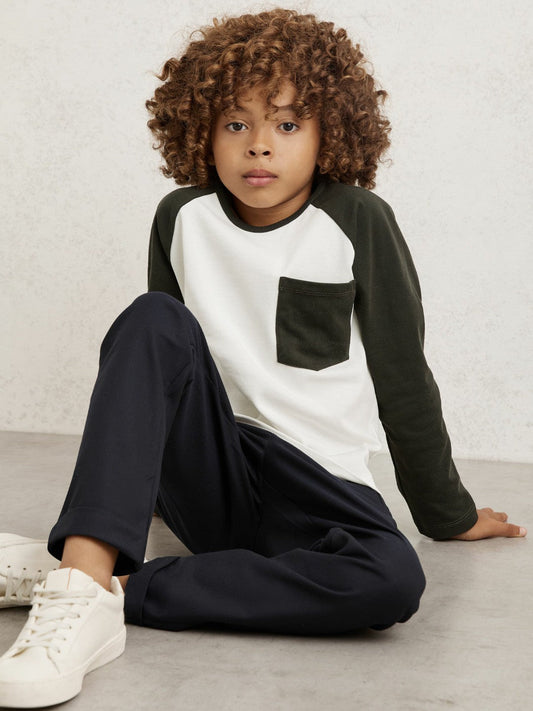 3-9 yrs Cotton Colour-Block Long-Sleeve T-Shirt Green | Children & Baby