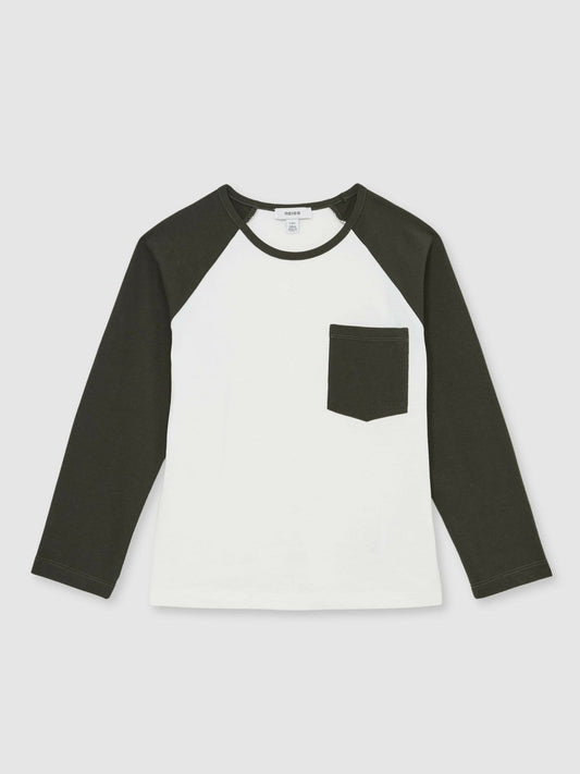 3-9 yrs Cotton Colour-Block Long-Sleeve T-Shirt Green | Children & Baby